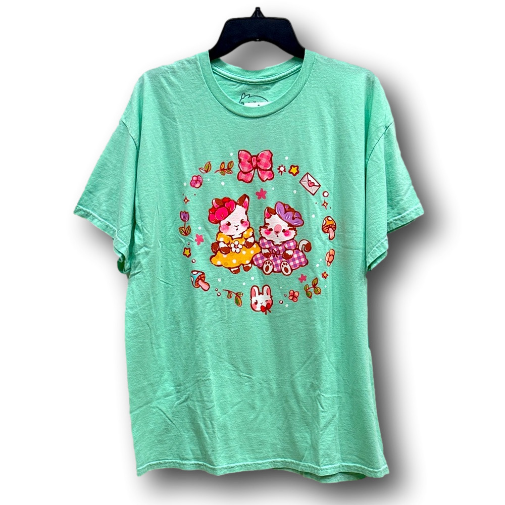 PinkPafu Cat & Bunny Besties Graphic T-Shirt - Size Extra Large XL - NWT
